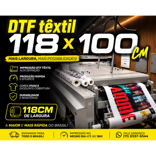 Impressão de DTF Têxtil 118x100cm com 8 Passadas Impressão de DTF Têxtil 118x100cm com 8 Passadas